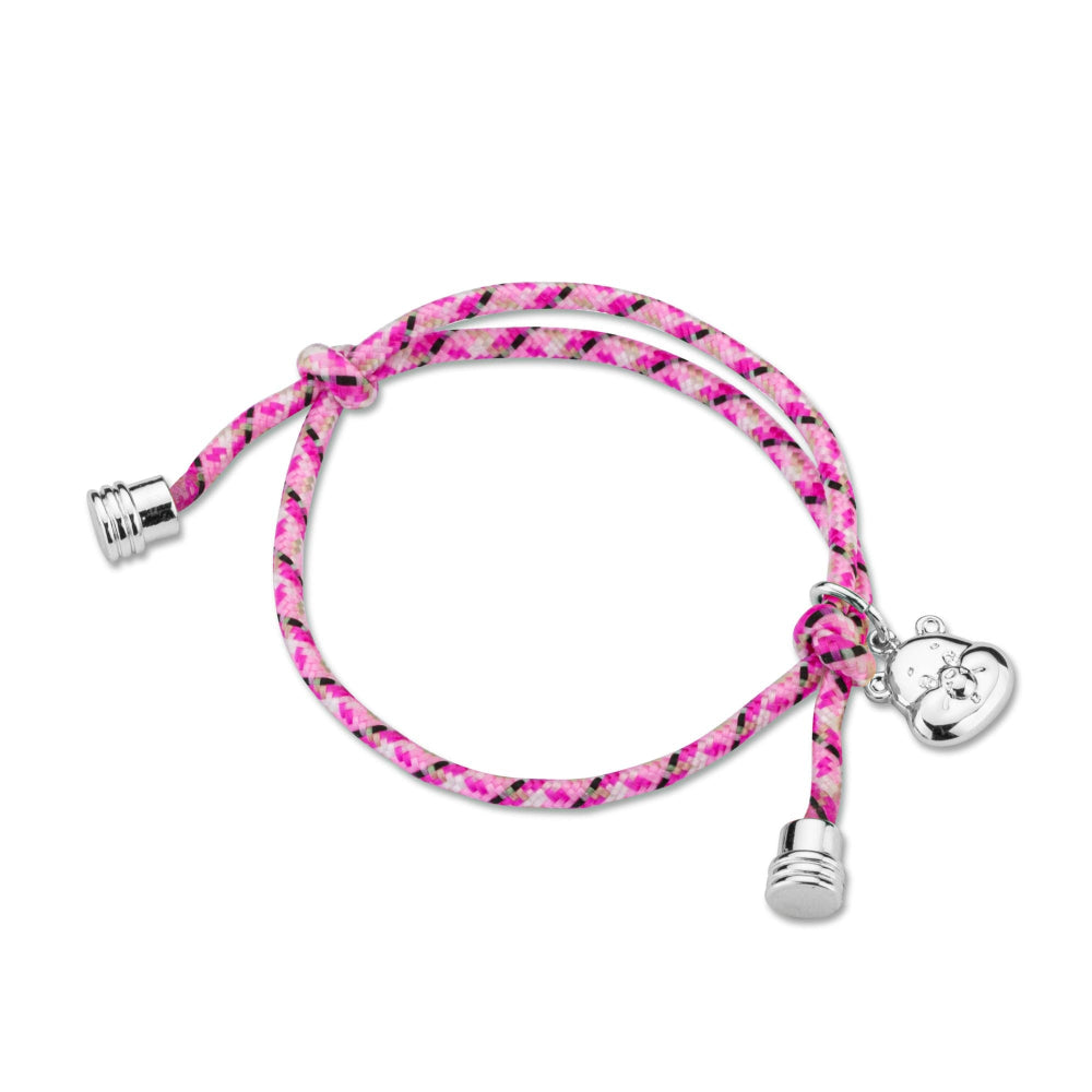 Care-Bears-Pink-Corded-Charm-Bracelet-White-Gold-Licensed-Jewellery-Couture-Kingdom