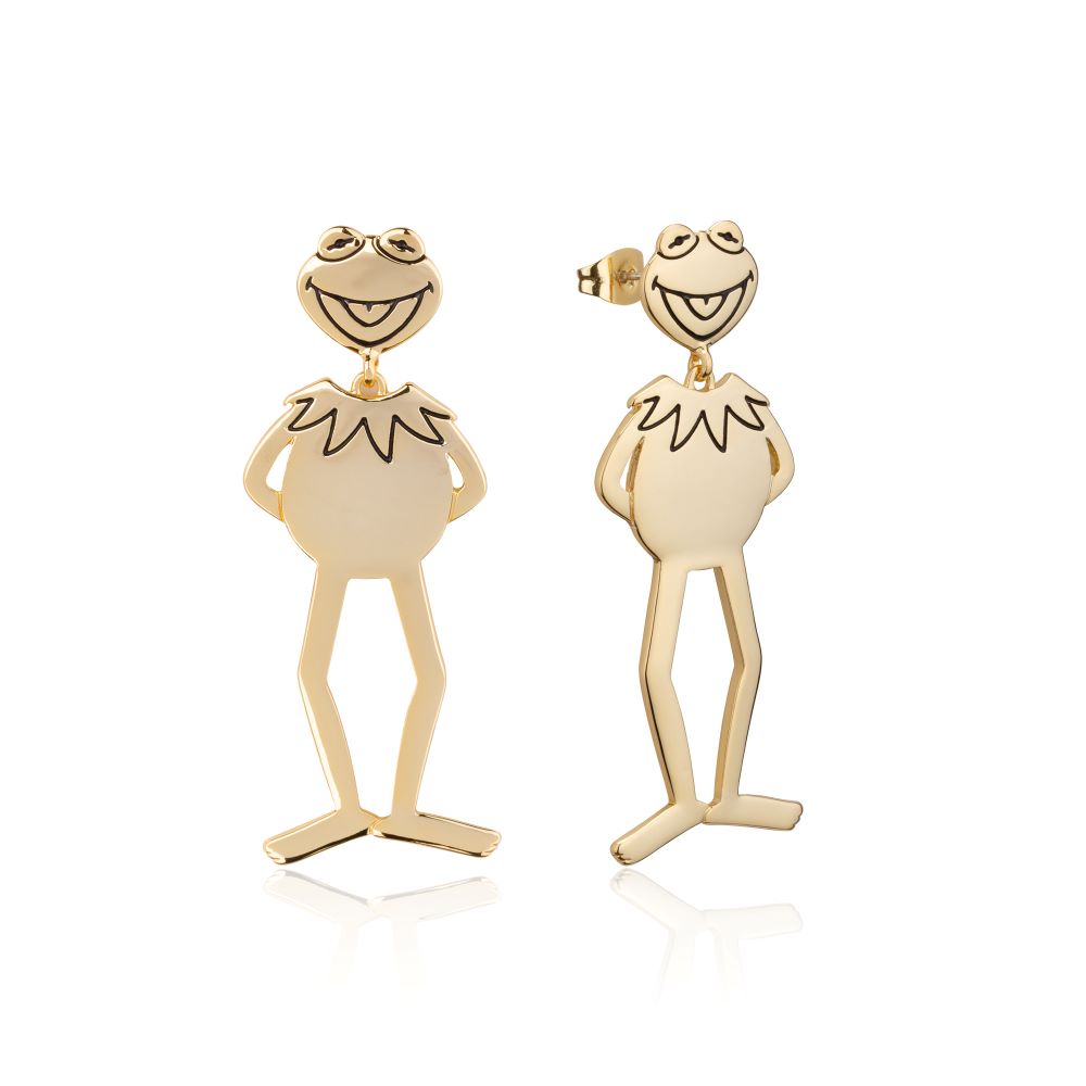 Disney-Muppets-Kermit-Frog-yellow-gold-drop-earrings-couture-kingdom-DYE1128