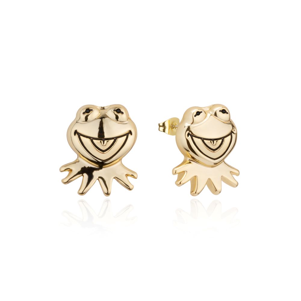 Disney-Muppets-Kermit-Frog-yellow-gold-stud-earrings-couture-kingdom-DYE1124