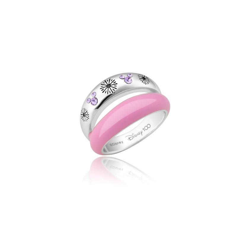 Disney 100 Mickey Mouse Fireworks Pink Enamel Ring Couture Kingdom