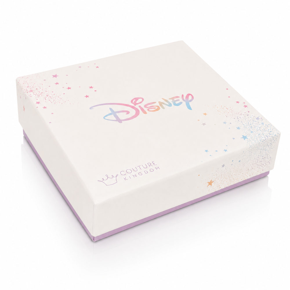 White Disney jewellery box with Disney logo and Couture Kingdom logo on a white background