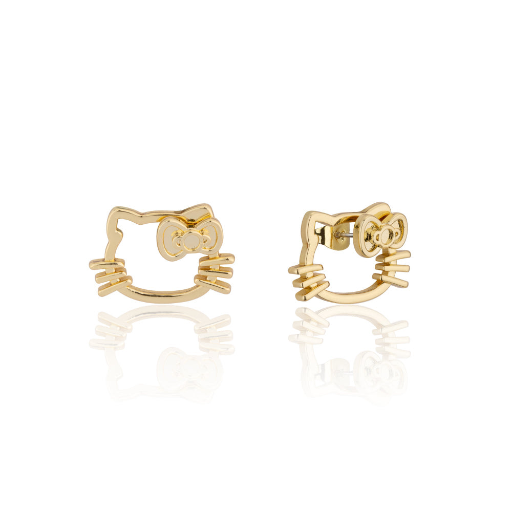 Gold Hello Kitty earrings on a white background