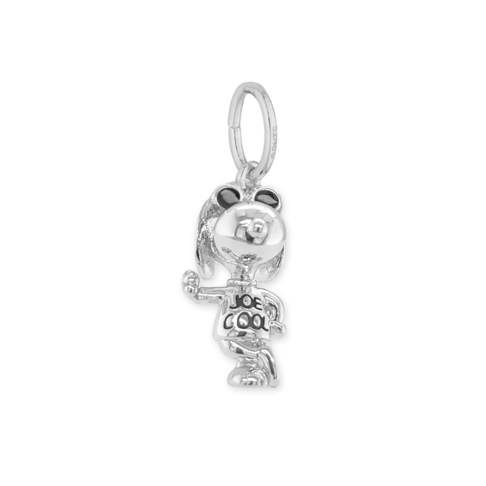 White Gold Peanuts Joe Cool Snoopy charm on a white background