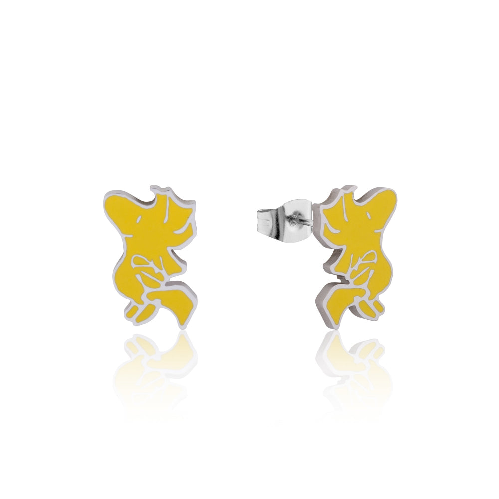 Peanuts Yellow enamel Woodstock Bird stud earrings on a white background