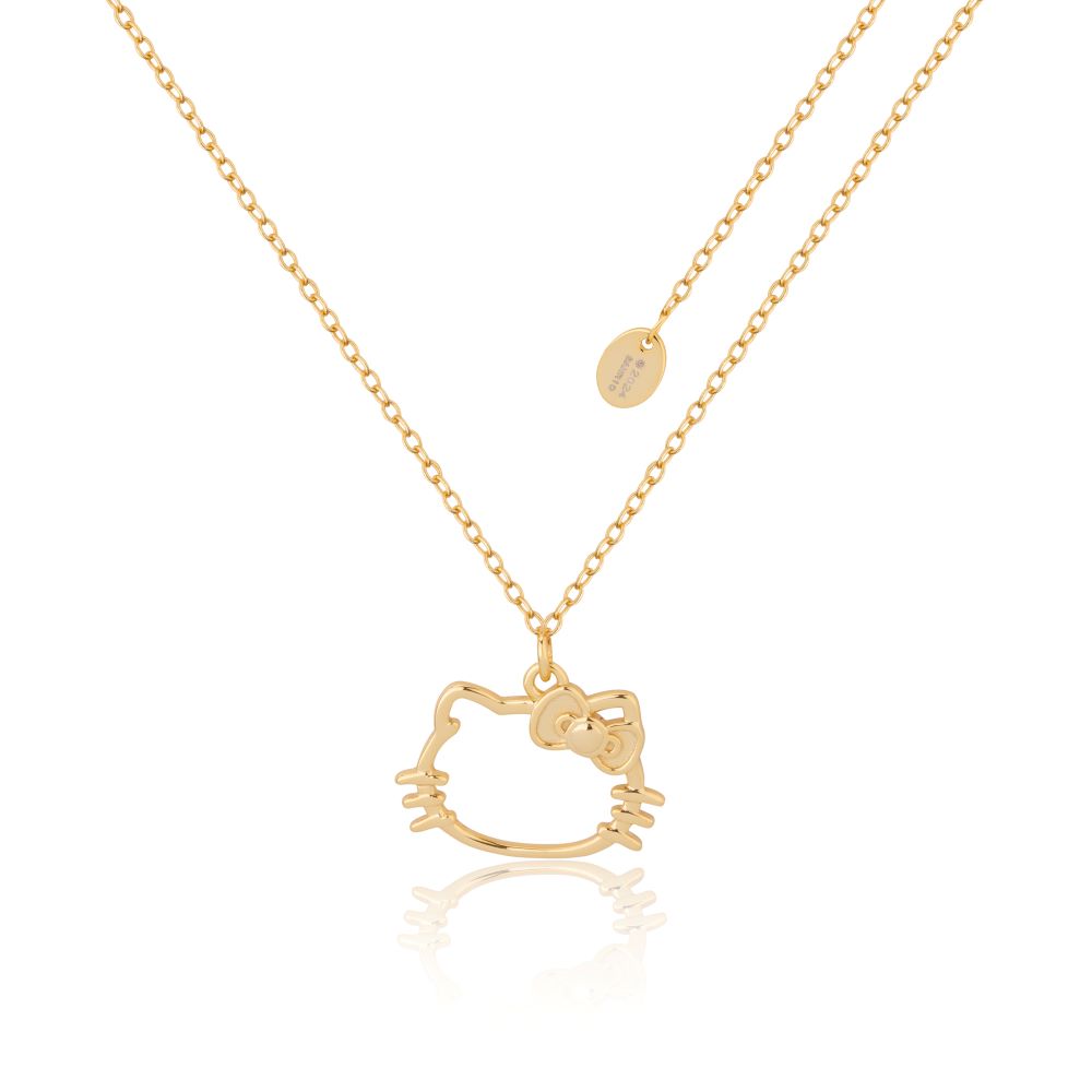 Hello Kitty Sanrio Collier pour femme en argent sterling plaqué argent sterling avec oxyde de zirconium 45,7 cm, Argent sterling, Zircone cubique