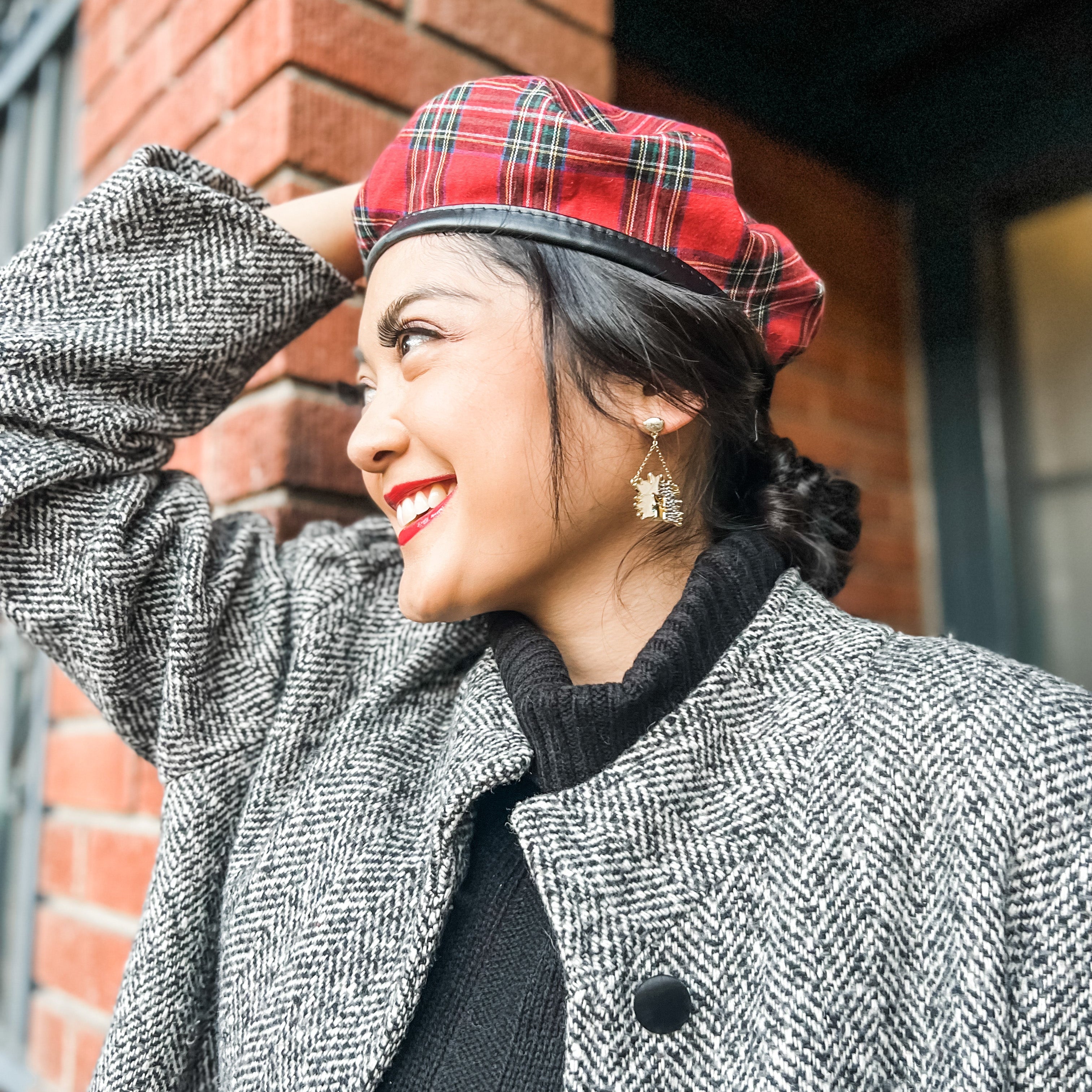 Model-wearing-Disney-Cruella-Drop-Earrings-Couture-Kingdom