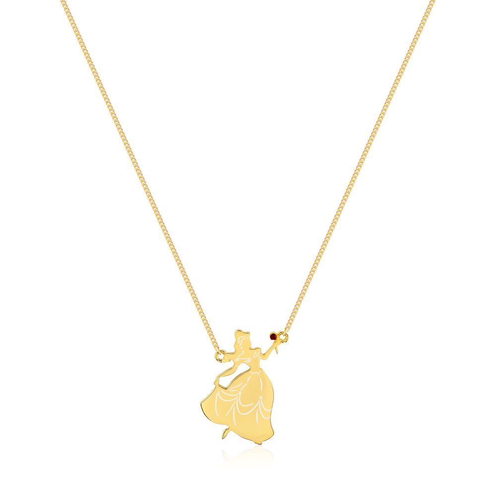 Disney_Princess_Belle_Beauty_Beast_Enchanted_Rose_Crystal_Delicate_Necklace_Sterling_Silver_Yellow_Gold_Couture_Kingdom_SSDN044