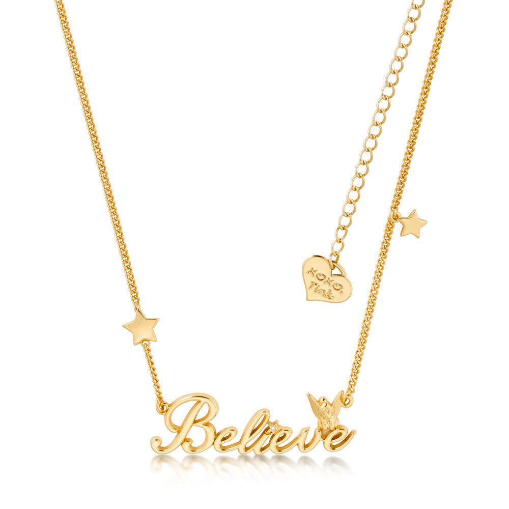 Disney Tinker Bell Believe Necklace Yellow Gold Jewellery by Couture Kingdom DYN398
