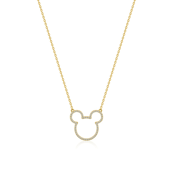 Precious Metal Mickey Mouse Crystal Outline Necklace