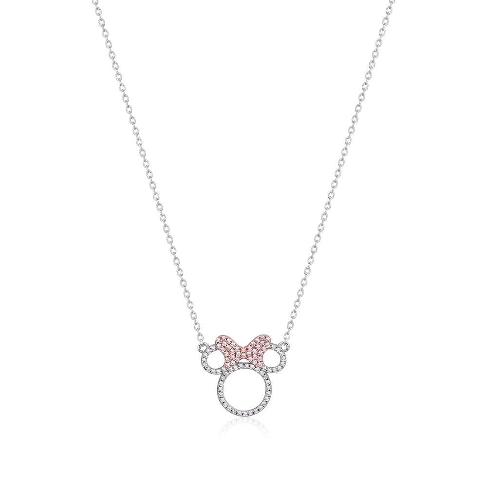 Disney Precious Metal Minnie Mouse Crystal Outline Necklace