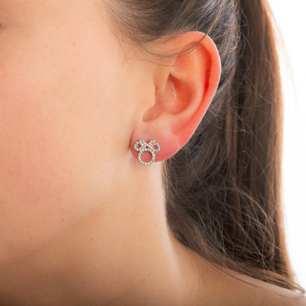 Disney Precious Metal Minnie Mouse Crystal Outline Stud Earrings