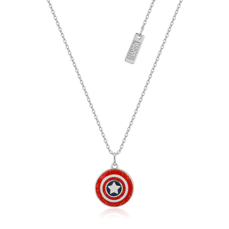 Precious Metal Marvel Captain America Enamel Shield Necklace Couture