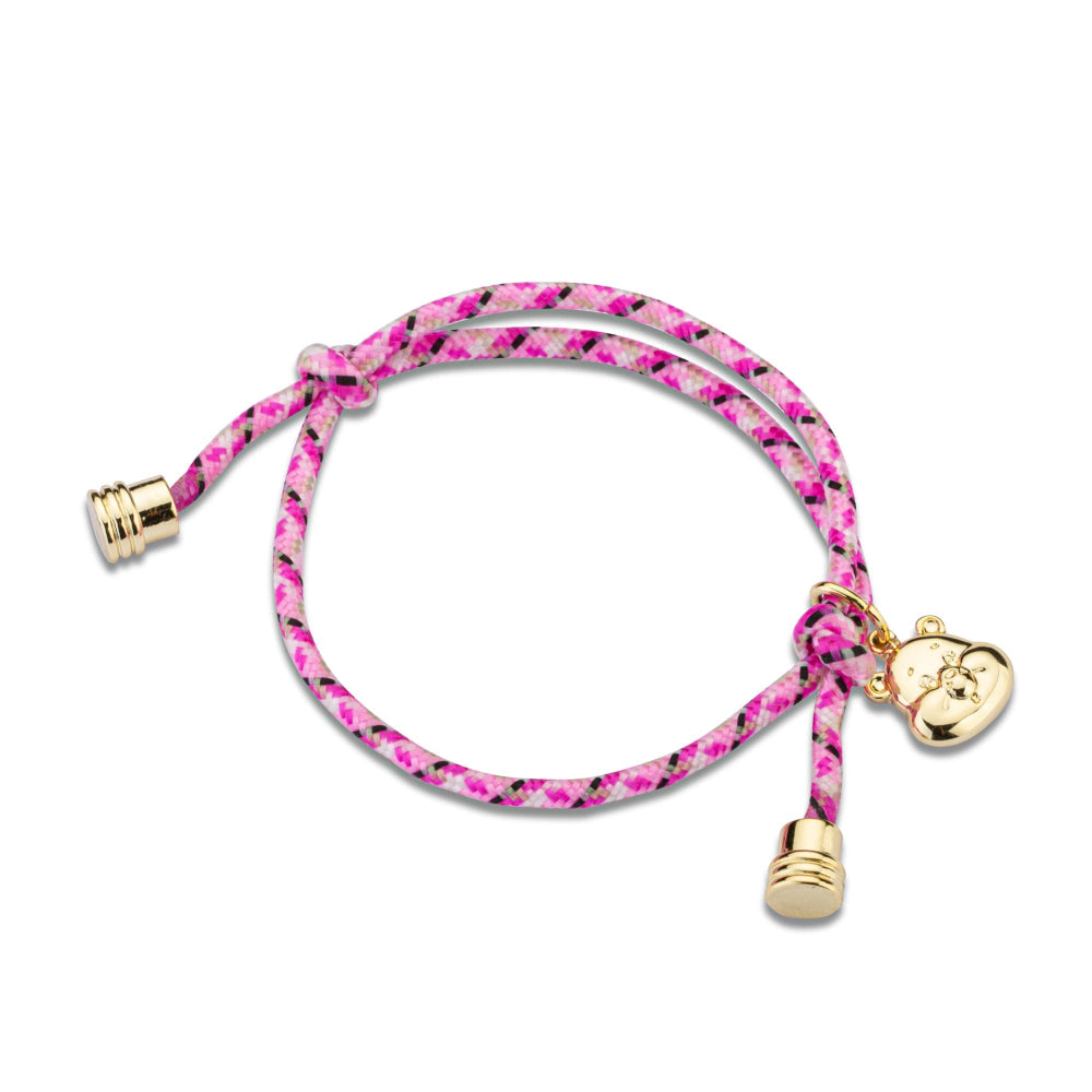 Care-Bears-Pink-Corded-Charm-Bracelet-Yellow-Gold-Licensed-Jewellery-Couture-Kingdom