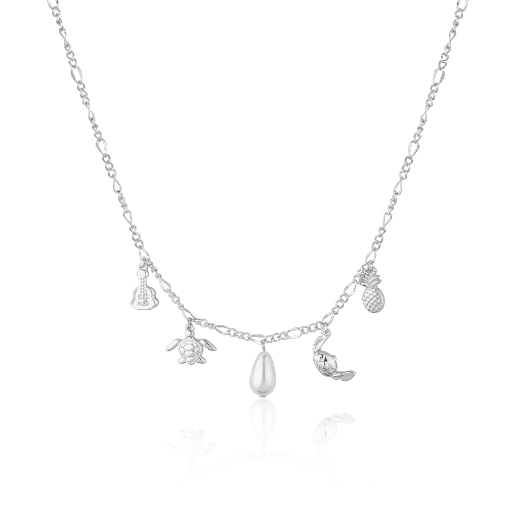 Disney Stitch White Gold Charm necklace including pearl drop by Couture Kingdom
