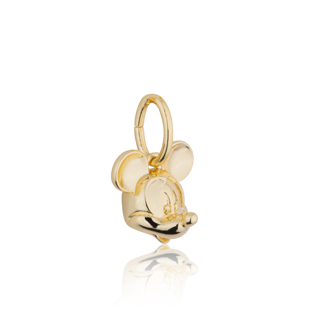 Gold Mickey Mouse 3D head charm on a white background by Couture Kingdom