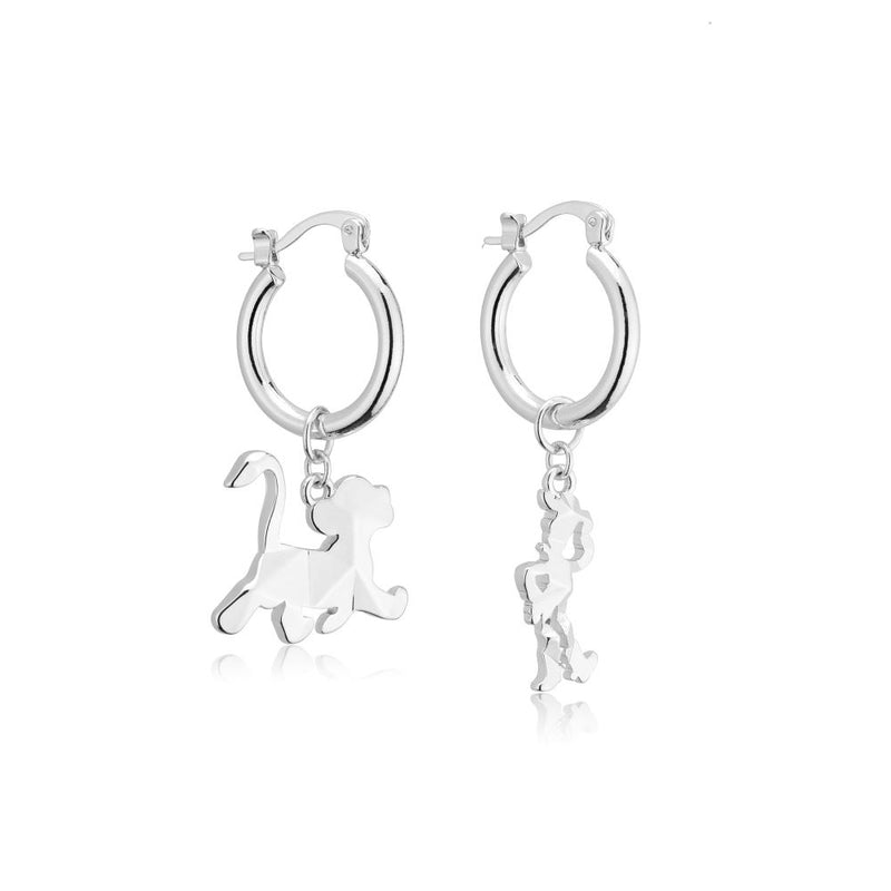Disney_100_Lion_King_Simba_Woody_Facet_Charm_Hoop_Earrings_White_Gold_Jewellery_Couture_Kingdom_DSE1118