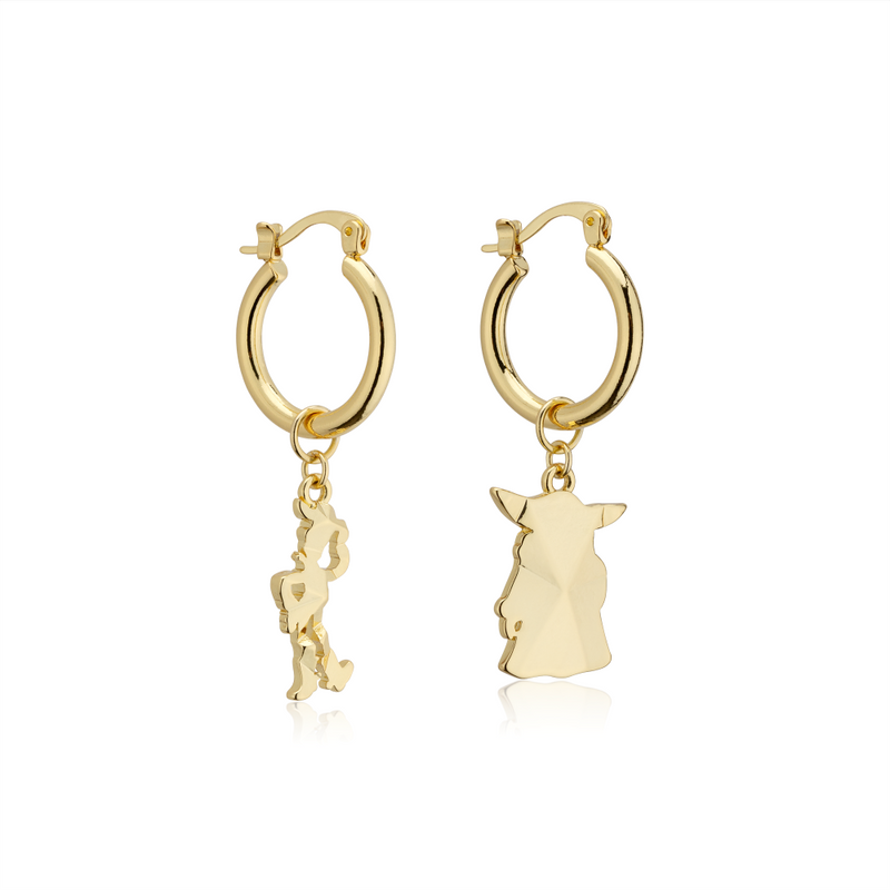 Disney_100_Pixar_Toy_Story_Woody_Grogu_Facet_Charm_Hoop_Earrings_Yellow_Gold_Jewellery_Couture_Kingdom_DYE1120