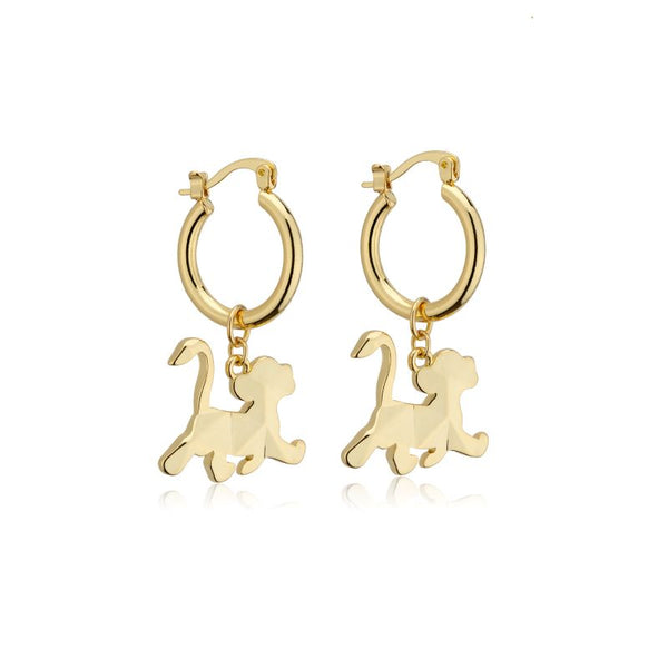 Disney_100_Simba_Facet_Charm_Hoop_Earrings_Yellow_Gold_Jewellery_Couture_Kingdom_DYE1118