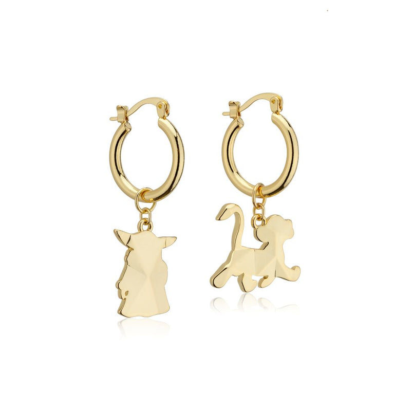 Disney_100_Star_Wars_Mandalorian_Grogu_Disney_Simba_Charm_Hoop_Earrings_Yellow_Gold_Jewellery_Couture_Kingdom