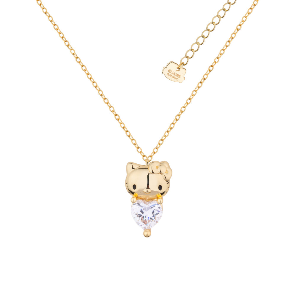 Gold Hello Kitty April Birthstone crystal necklace on a white background by Couture Kingdom