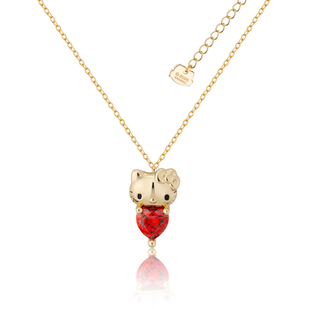 Gold Hello Kitty July Birthstone crystal necklace on a white background by Couture Kingdom