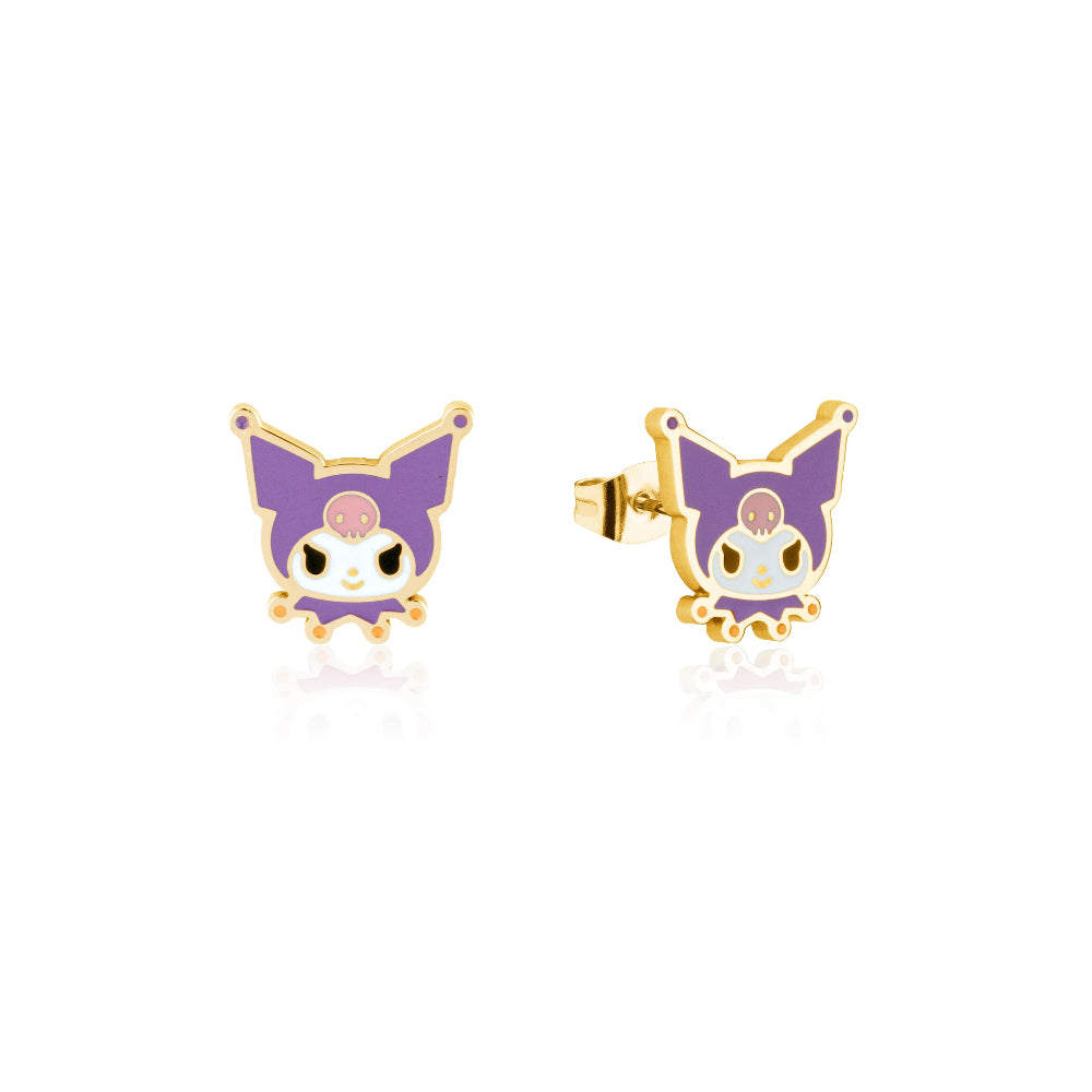 Hello-Kitty-Sanrio-Kuromi-Stud-Earrings-Stainless-Steel-Yellow-Gold-Licensed-Jewellery-Couture-Kingdom