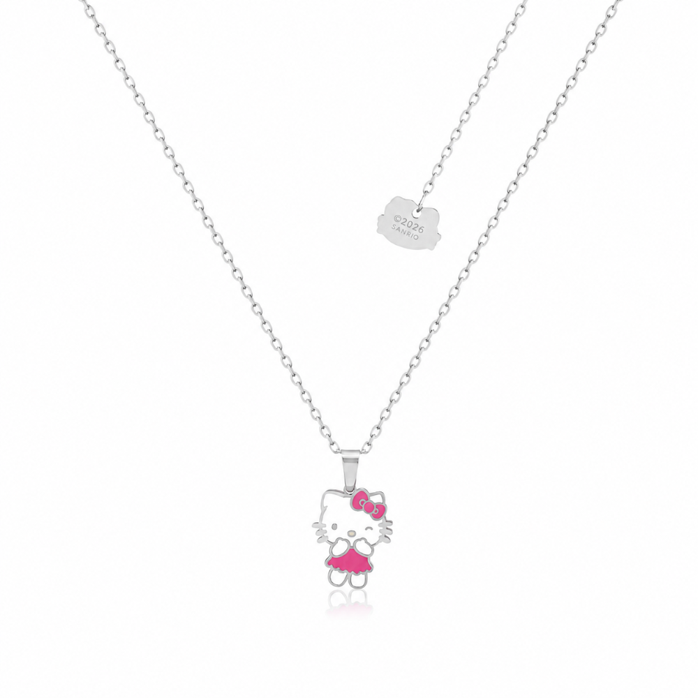 Stainless Steel, enamel Hello Kitty pendant necklace by Couture Kingdom on a white background