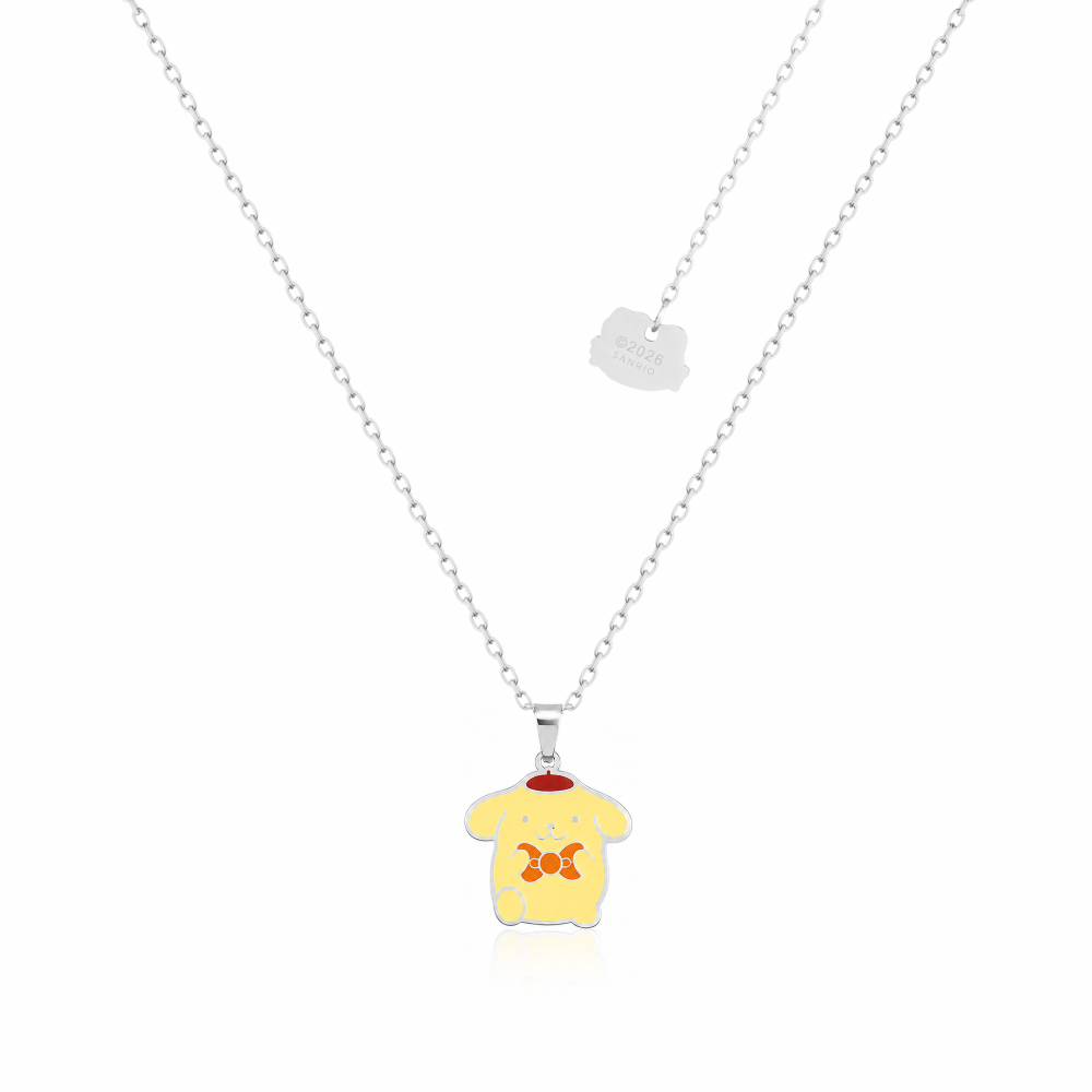 Stainless Steel Sanrio Character Pompompurin enamel Necklace by Couture Kingdom on a white background