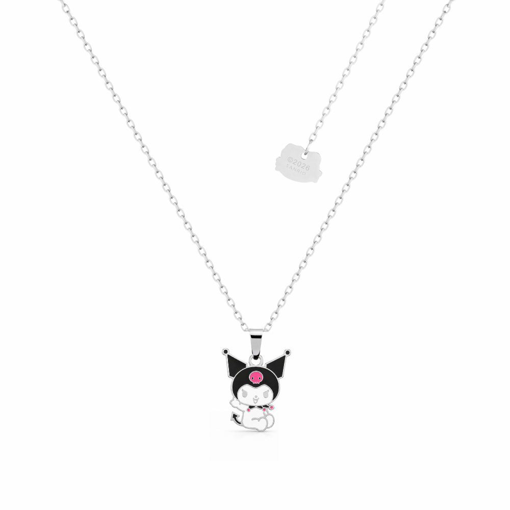 Stainless Steel Sanrio Kuromi enamel Necklace by Couture Kingdom on a white background