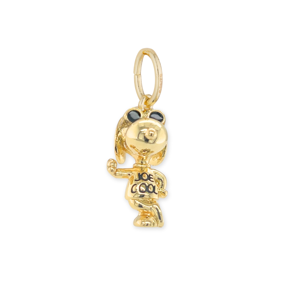 Gold Peanuts Joe Cool Snoopy charm  on a white background