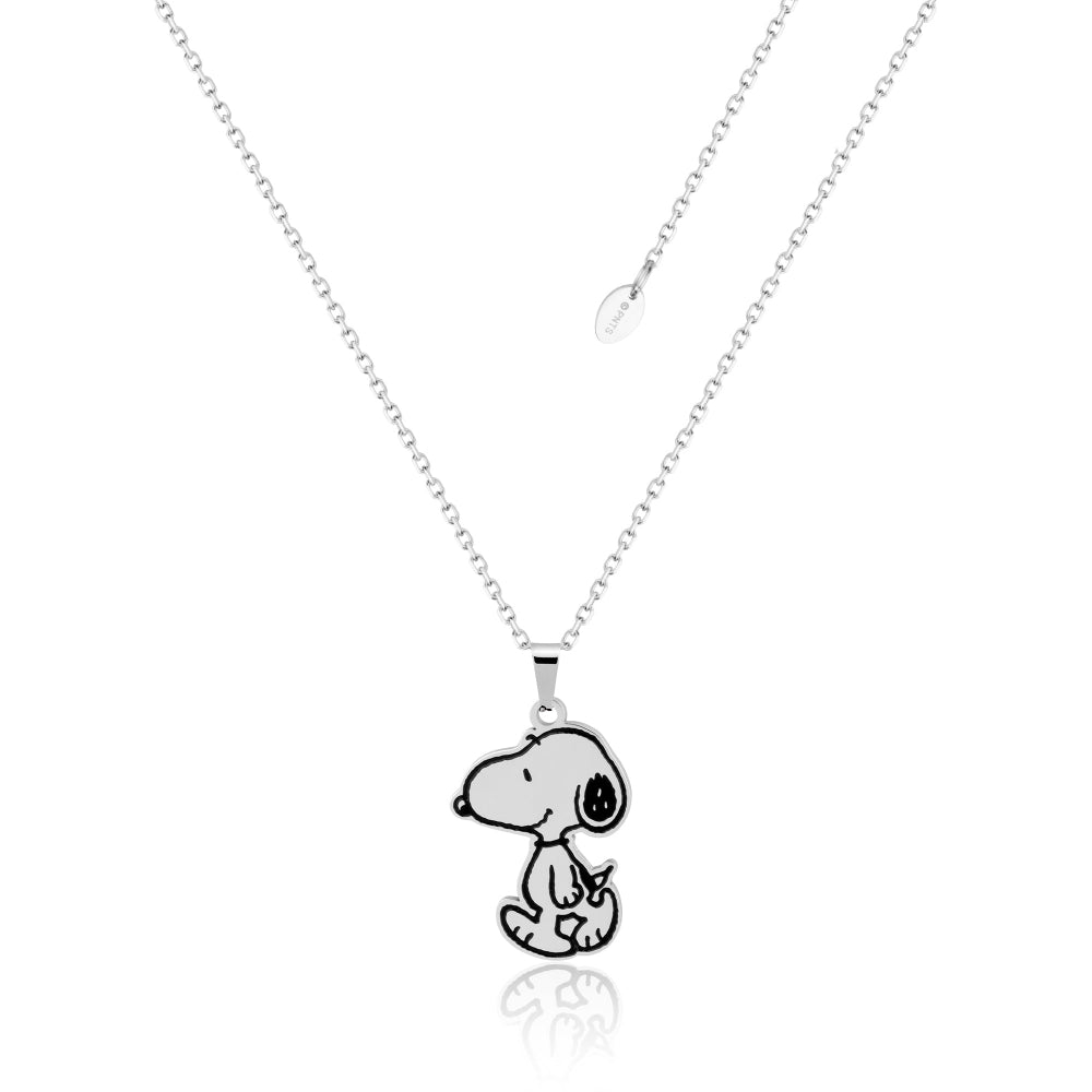 Stainless Steel Necklace with Peanuts  Snoopy pendant on a white background