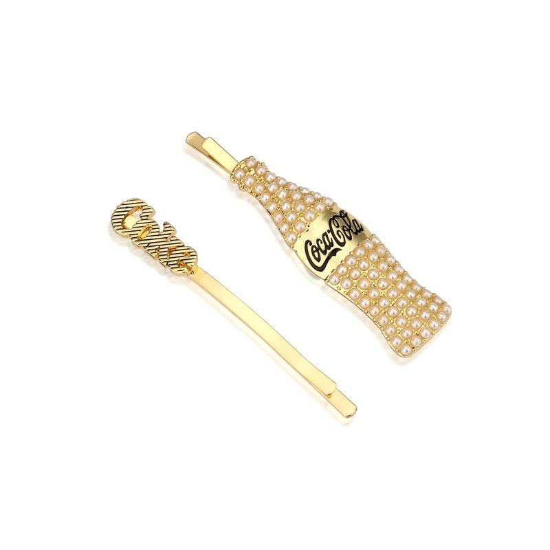 CHP001_Coca-Cola_Coke_Contour_Bottle_Pearl_Yellow_Gold_Hair_Pins_Couture_Kingdom