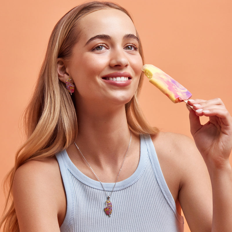 CK_Streets_Paddle_Pop_Necklace_Rainbow_Earrings_On_Model