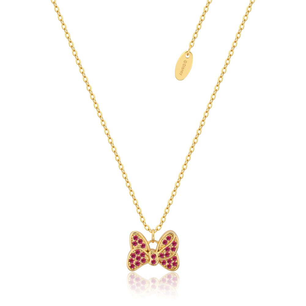 Disney Precious Metal Minnie Mouse Red Bow CZ Necklace