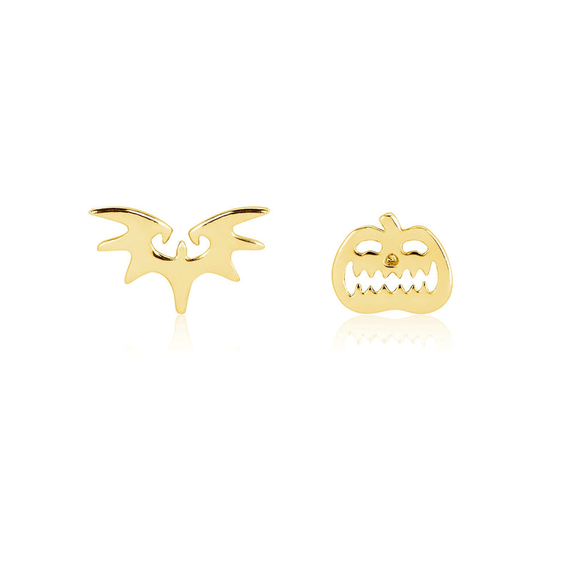Pumpkin and Bat Mix-Match Stud Earrings