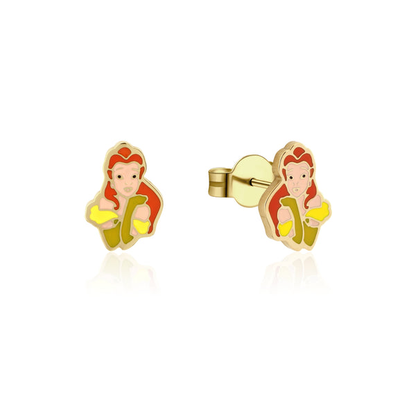 Disney_Beauty_and_the_Beast_Princess_Bell_Stainless_Steel_Yellow_Gold_Dainty_Stud_Earrings_SPE134G