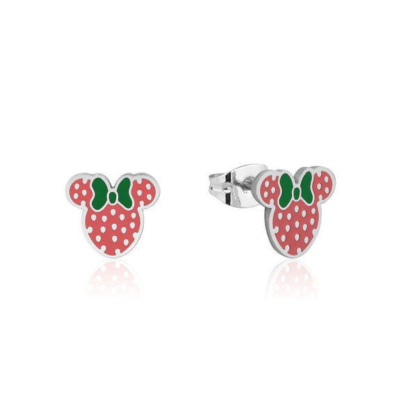 ECC Minnie Mouse Strawberry Enamel Stud Earrings