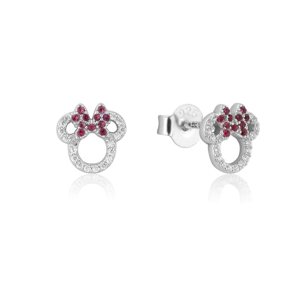 Disney Precious Metal Red Minnie Mouse CZ Stud Earrings