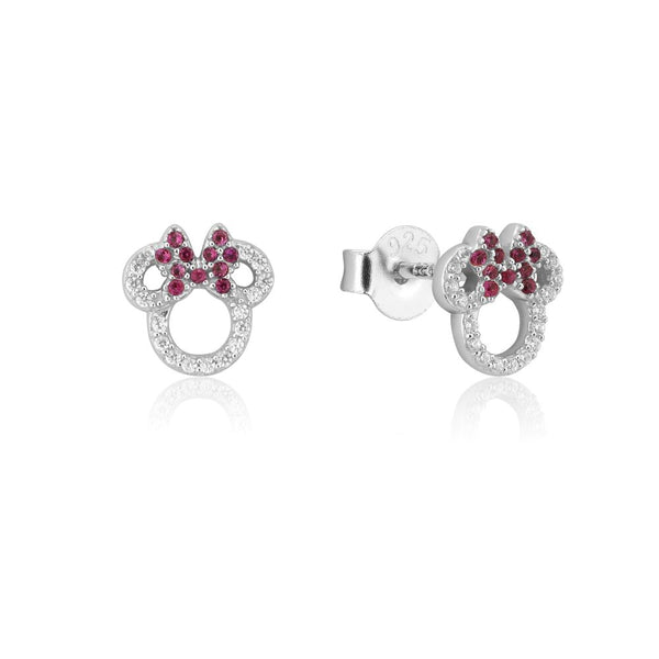 Precious Metal Red Minnie Mouse CZ Stud Earrings