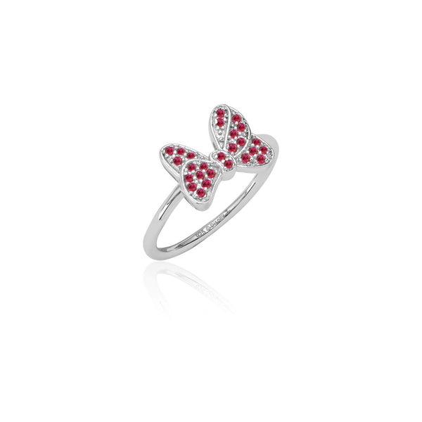Precious Metal Minnie Mouse Red CZ Bow Ring