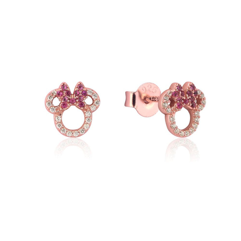 Precious Metal Red Minnie Mouse CZ Stud Earrings