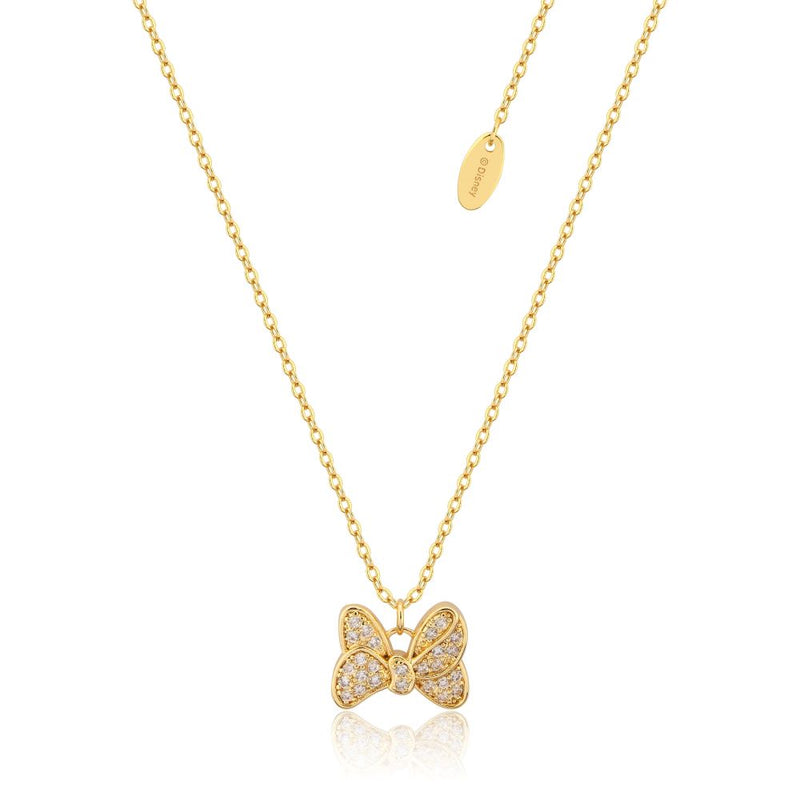 Disney_Couture_Kingdom_Sterling_Silver_Yellow_Gold_Minnie_Mouse_Bow_Cubic_Zirconia_Necklace_SSDN100