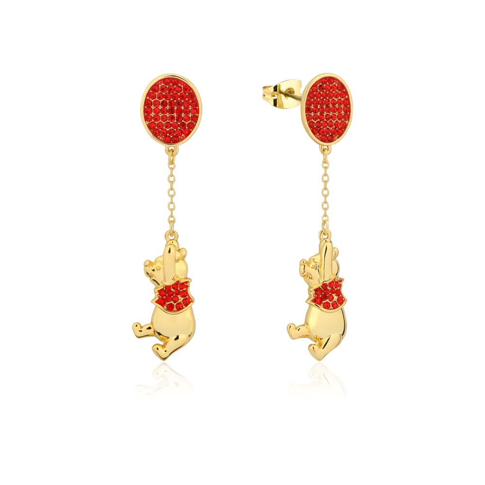Disney_Couture_Kingdom_Winnie_Pooh_Red_Balloon_Yellow_Gold_Drop_Earrings_DYE1084
