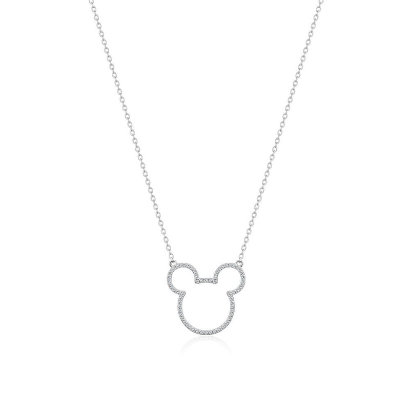 Precious Metal Mickey Mouse Crystal Outline Necklace