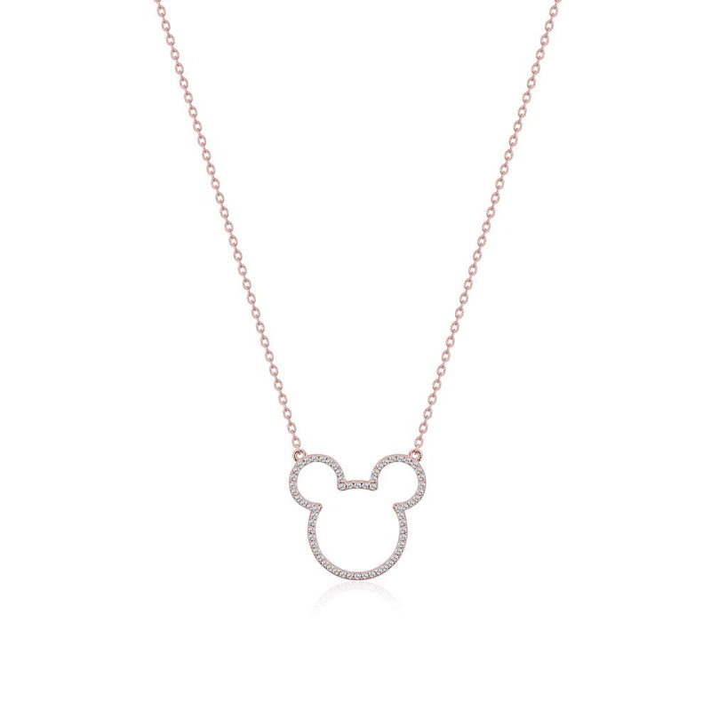 Precious Metal Mickey Mouse Crystal Outline Necklace