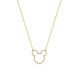 Precious Metal Mickey Mouse Crystal Outline Necklace