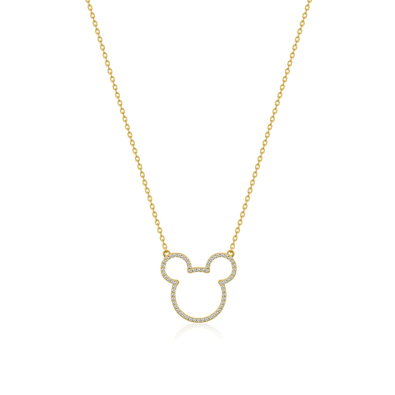 Precious Metal Mickey Mouse Crystal Outline Necklace