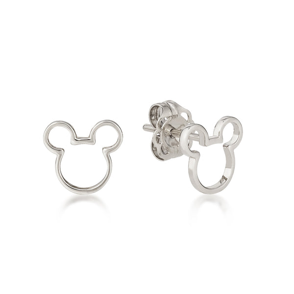 Precious Metal Mickey Mouse Outline Stud Earrings