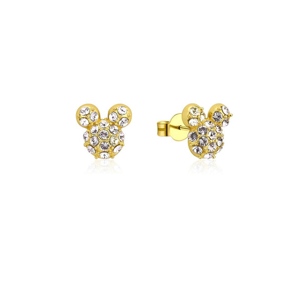Precious Metal Mickey Mouse Crystal Stud Earrings