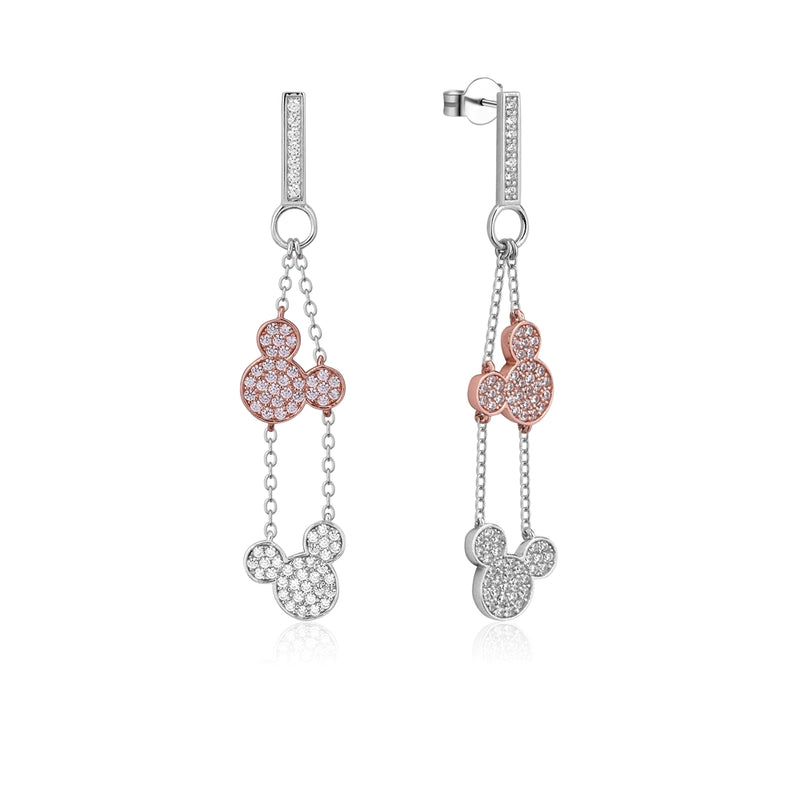 Precious Metal Mickey Mouse Crystal Drop Earrings